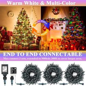 img 1 attached to 🎄 Decute 99FT 300LED Color Changing Christmas Lights: Waterproof, Extendable, 11 Modes with Timer & Remote Control – Warm White & Multicolor String Lights for Indoor and Outdoor Decor