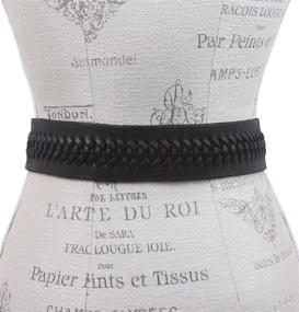 img 2 attached to 👖 Stylish 2" Wide High Waist Braided Woven Full Grain Tapered Oval Leather Belt