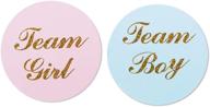 🎀 80-pack of 2” gold gender reveal stickers: team boy and team girl baby shower labels logo