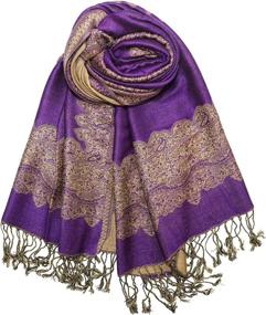 img 4 attached to Achillea Elegant Reversible Paisley Pashmina Women's Accessories