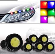 kaidengzhe 6pcs 18mm white eagle eye led light bulbs 9w drl fog light daytime running lights car atv camper trunk motorcycle marker lights lamp tail reverse fog light logo