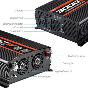img 2 attached to 🔌 POTEK 3000W Power Inverter - 4 AC Outlets, DC 12V to 110V AC Car Inverter with 2 USB Port and Bluetooth Connectivity