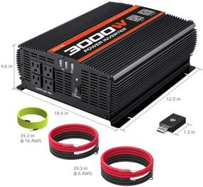 img 3 attached to 🔌 POTEK 3000W Power Inverter - 4 AC Outlets, DC 12V to 110V AC Car Inverter with 2 USB Port and Bluetooth Connectivity