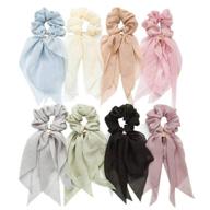 🎀 8pcs valiclud chiffon hair scarf scrunchies: double layer bowknot ponytail holder with elastic ribbon hair ties for women & girls logo