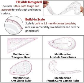 img 1 attached to 📏 Evenwils Sewing Ruler Tool Set - 4 Piece Metric Ruler Set with French Curve Pattern Grading Ruler, Dressmaking Drawing Drafting Measure Template - Ideal for Designers, Pattern Makers, and Tailors