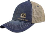 👒 john deere denim & mesh 6-panel cap, unstructured - khaki, one size logo