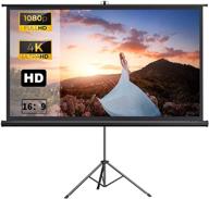 100-inch 4k hd 16:9 pvc projector screen with stand – indoor/outdoor, portable, wrinkle-free tripod projection screen with carry bag – for home theater, backyard cinema logo