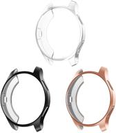📱 3 пакета - чехол fintie для samsung galaxy watch 42 мм, премиальный мягкий тпу тонко покрытый защитный бамперный чехол для galaxy watch 42 мм sm-r810, черный, розовое золото, прозрачный логотип