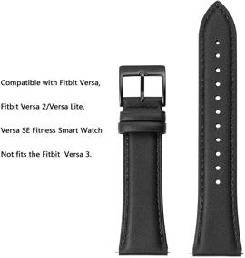 img 2 attached to 👉 OMIU квадратные браслеты - совместимы с Fitbit Versa / Fitbit Versa 2 / Fitbit Versa Lite - классическая мягкая кожаная замена браслета для женщин и мужчин - умные фитнес-часы Versa (черный / черный)