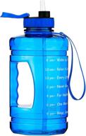 motivational half gallon water bottle with straw & time marker - leakproof 💦 64oz large capacity water jug for fitness & outdoor activities - stay hydrated daily (blue) logo