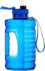 img 4 attached to Motivational Half Gallon Water Bottle with Straw & Time Marker - Leakproof 💦 64oz Large Capacity Water Jug for Fitness & Outdoor Activities - Stay Hydrated Daily (Blue)