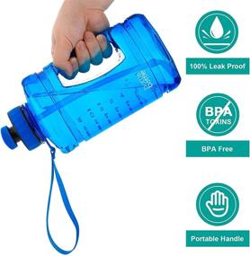 img 1 attached to Motivational Half Gallon Water Bottle with Straw & Time Marker - Leakproof 💦 64oz Large Capacity Water Jug for Fitness & Outdoor Activities - Stay Hydrated Daily (Blue)