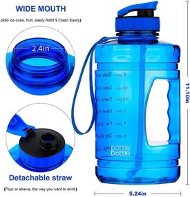 img 3 attached to Motivational Half Gallon Water Bottle with Straw & Time Marker - Leakproof 💦 64oz Large Capacity Water Jug for Fitness & Outdoor Activities - Stay Hydrated Daily (Blue)