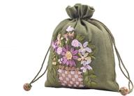 🎁 viamto 5pcs large lining drawstring burlap bags with flower stitched - perfect for jewelry packing, wedding favors, or tarot and rune storage logo