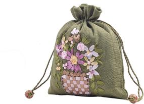 img 2 attached to 🎁 VIAMTO 5pcs Large Lining Drawstring Burlap Bags with Flower Stitched - Perfect for Jewelry Packing, Wedding Favors, or Tarot and Rune Storage