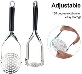 img 3 attached to Stainless Steel Potato Masher by VANANSA - Heavy Duty Masher with Anti-Slip Grip for Potato, Pumpkin and Purple Sweet Potato Mashing - Ideal for Bean, Fruit, Vegetable, and Baby Food Preparation (Silver)