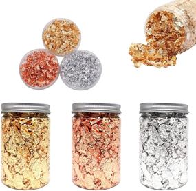 img 4 attached to 🎨 GOTONE Gold Leaf Flakes - Color 2.5 Imitation Gold, Silver, Copper: 99% Copper Gilding Flakes - Pack of 3 Bottles for Nail Art, Resin Art, Painting, and Crafts DIY (10g per bottle)