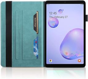 img 2 attached to 📱 Премиум чехол из искусственной кожи цвета бирюзы для Samsung Galaxy Tab A 8.0 (2019 модель SM-T290/T295) с держателем для карандаша и карманами для карт: складная кошелек крышка + самостоятельная обложка站具不滑动）