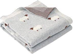 img 4 attached to 🐑 Mimixiong Baby Blanket Knit 100% Cotton: Adorable Sheep Design, Grey, Size 30 x 40 inches - for Boys and Girls
