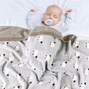 img 2 attached to 🐑 Mimixiong Baby Blanket Knit 100% Cotton: Adorable Sheep Design, Grey, Size 30 x 40 inches - for Boys and Girls