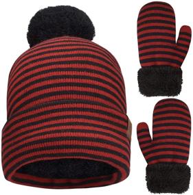 img 4 attached to ❄️ Winter Beanie and Mittens for Toddler Boys - Stylish Accessories for Cold Weather