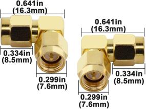 img 3 attached to 🔌 2-Pack BOOBRIE SMA Коаксиальный адаптер - угловой разъем SMA мужской-мужской 90 градусов, покрытый золотом для WiFi, двухстороннего радио, FPV дрона - адаптер вилки кабеля SMA с контактным выводом