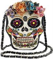 mary frances accessories – sugar rush beaded sugar skull crossbody handbag for women – vegan leather – 6 in. x 2 in. x 8 in. logo