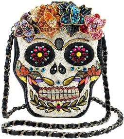 img 4 attached to Mary Frances Accessories – Sugar Rush Beaded Sugar Skull Crossbody Handbag for Women – Vegan Leather – 6 in. x 2 in. x 8 in.