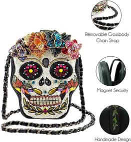 img 3 attached to Mary Frances Accessories – Sugar Rush Beaded Sugar Skull Crossbody Handbag for Women – Vegan Leather – 6 in. x 2 in. x 8 in.