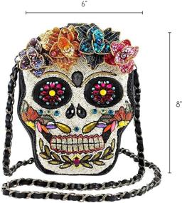 img 1 attached to Mary Frances Accessories – Sugar Rush Beaded Sugar Skull Crossbody Handbag for Women – Vegan Leather – 6 in. x 2 in. x 8 in.