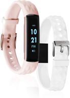 📱 itouch slim fitness tracker with heart rate monitor, step counter, calorie & sleep tracker. waterproof activity watch for women & men, android & ios, blush/white interchangeable bands логотип