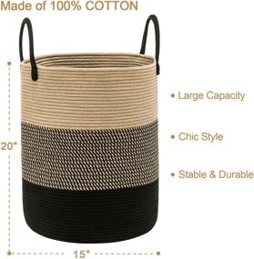 img 2 attached to Woven Rope Laundry Hamper with Handles - Large 58L Capacity, Ideal for Blanket Storage, Heavy Duty Clothes Basket for Bedroom, Brown