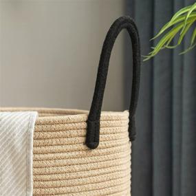 img 1 attached to Woven Rope Laundry Hamper with Handles - Large 58L Capacity, Ideal for Blanket Storage, Heavy Duty Clothes Basket for Bedroom, Brown