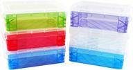 advantus crafts storage studios super stacker 6-pack of crayon box - 1.5 x 3.5 x 4.75 inches | random color combinations: blue, clear, green, purple, red (colors vary) logo