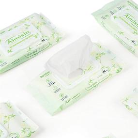 img 3 attached to 🌿 Aimisin Eco-Friendly Bamboo Wipes for Hand, Face, and Body – Gentle Cleansing Wipes for Sensitive Skin, Resealable Packs, 20 Travel-Friendly Peel Tabs, 5.9''x7.9'', 48 Wipes/Pack – Total of 480 Wipes