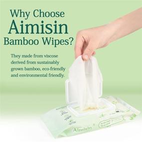 img 2 attached to 🌿 Aimisin Eco-Friendly Bamboo Wipes for Hand, Face, and Body – Gentle Cleansing Wipes for Sensitive Skin, Resealable Packs, 20 Travel-Friendly Peel Tabs, 5.9''x7.9'', 48 Wipes/Pack – Total of 480 Wipes