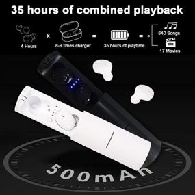 img 4 attached to 🎧 Wireless Earbuds Bluetooth 5.0 Headset with 24Hrs Charging Case - Sweatproof, Built-in Mic, 3D Stereo Earphones - Ideal for Work, Travel, Sport, and Drive - iOS/Android-Compatible - Black