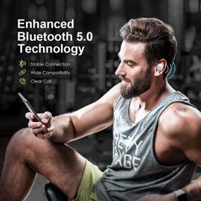 img 1 attached to 🎧 Wireless Earbuds Bluetooth 5.0 Headset with 24Hrs Charging Case - Sweatproof, Built-in Mic, 3D Stereo Earphones - Ideal for Work, Travel, Sport, and Drive - iOS/Android-Compatible - Black