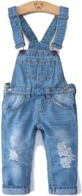 img 4 attached to 👖 Modern & Trendy: Kidscool Ripped Stretchy Washed Overalls for Boys' Fashion