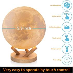 img 3 attached to 🌙 GDPETS Moon Lamp Kids Night Light: 18 Colors LED Moon Lamp with Remote & Timer, USB Rechargeable, 5.98 Inch Moon Light for Lover Friends