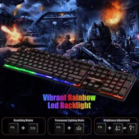 img 3 attached to 🎮 Комплект игровой клавиатуры и мыши RGB - Регулируемая подсветка механической клавиатуры с 4 цветовыми вариантами, мышь с подсветкой 4800DPI для игр и работы на ПК и ноутбуке