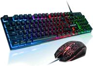 🎮 rgb gaming keyboard and mouse combo - adjustable backlit mechanical feel keyboard with 4 color options, 4800dpi backlight mouse for pc laptop gaming and work logo