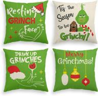 🎄 avoin colorlife christmas throw pillow cover: 18x18 inch winter holiday cushion case set of 4 - festive sofa couch decoration for party logo