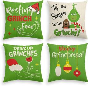 img 4 attached to 🎄 AVOIN Colorlife Christmas Throw Pillow Cover: 18x18 Inch Winter Holiday Cushion Case Set of 4 - Festive Sofa Couch Decoration for Party
