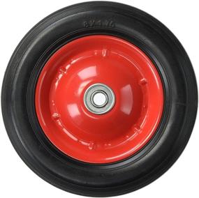 img 1 attached to 🔘 Shepherd Hardware 9636 8-Inch Semi-Pneumatic Rubber Tire, Steel Hub | Ball Bearings | Ribbed Tread | 1/2-Inch Bore Centered Axle