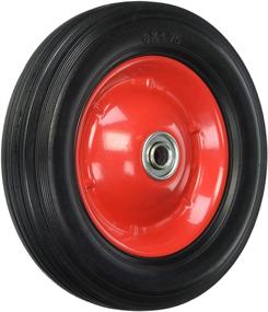img 3 attached to 🔘 Shepherd Hardware 9636 8-Inch Semi-Pneumatic Rubber Tire, Steel Hub | Ball Bearings | Ribbed Tread | 1/2-Inch Bore Centered Axle