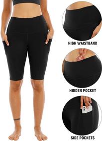 img 2 attached to 🩳 WHOUARE Women's 4-Pack Biker Yoga Shorts with Pockets: High Waist, Tummy Control, and Workout-Ready!