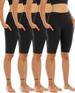 🩳 whouare women's 4-pack biker yoga shorts with pockets: high waist, tummy control, and workout-ready! логотип