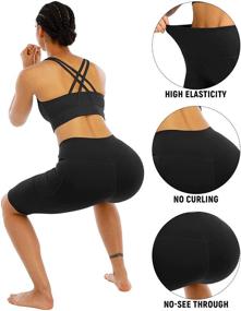 img 1 attached to 🩳 WHOUARE Women's 4-Pack Biker Yoga Shorts with Pockets: High Waist, Tummy Control, and Workout-Ready!