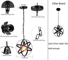 img 2 attached to 💡 Vintage Industrial Pendant Light, 2 Pack with Adjustable Metal Chain - Illuminate Your Space with Vintage Charm